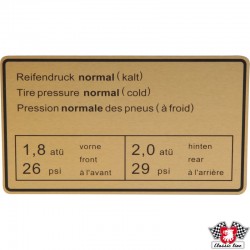 Naklejka, ciśnienie w oponach